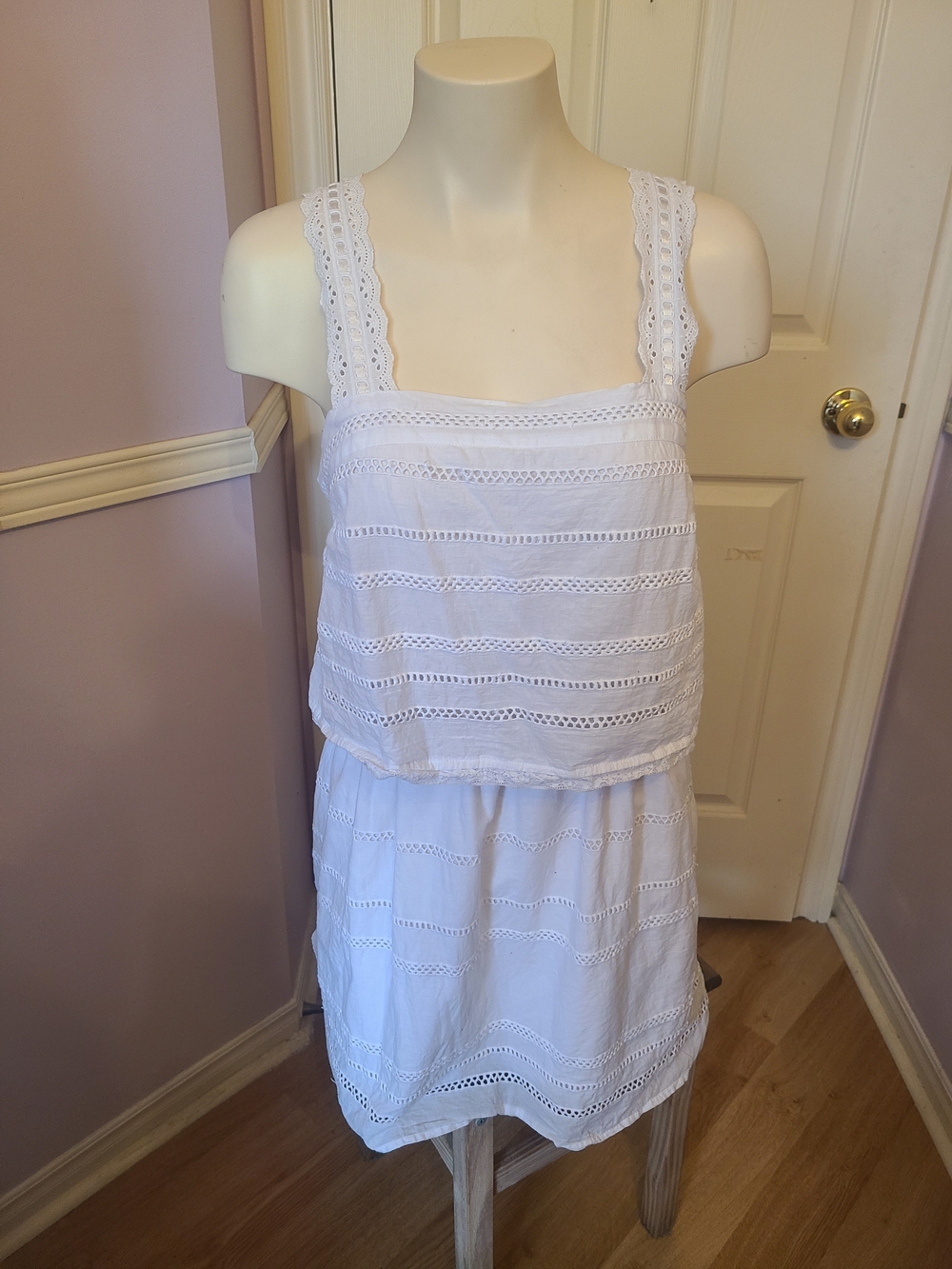 Topshop White Cotton Eyelet Dress